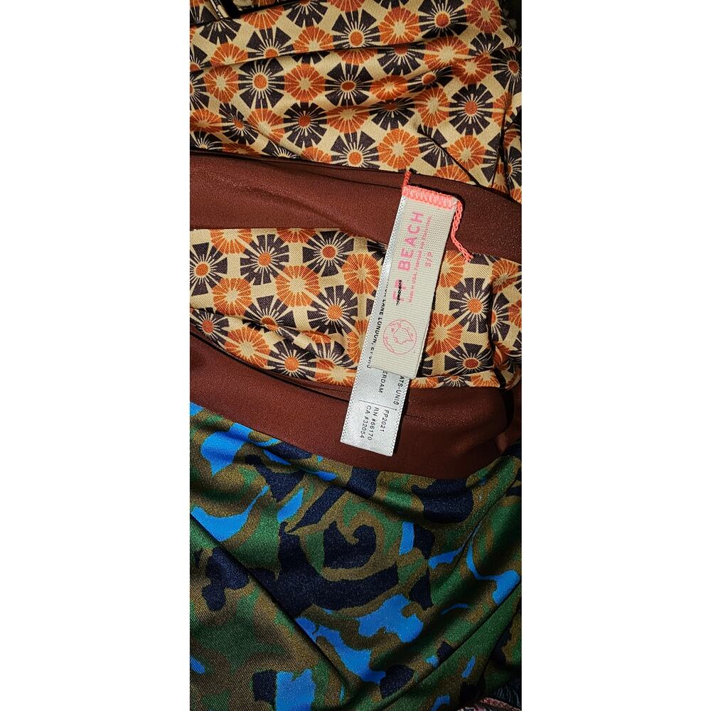 New Anthropologie Women’s Green Floral & Brown Pattern One-Piece Swimsuit - Picture 5 of 5